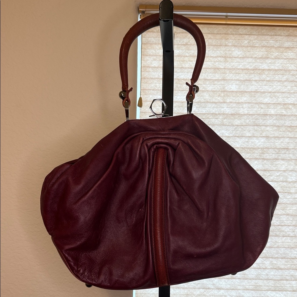 Zac Posen Deep Red Leather Shoulder Bag